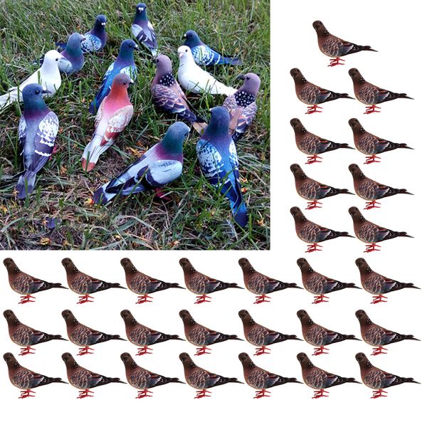 

30 pieces decorative doves artificial feathered pigeon realistic model random color