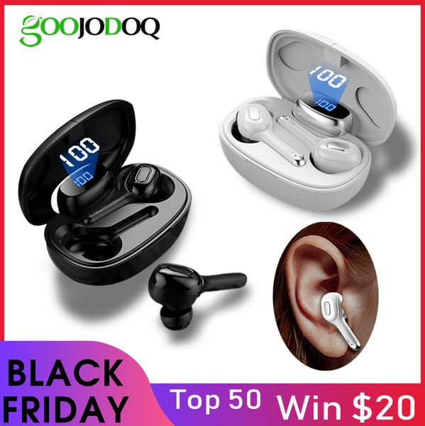 

goojodoq wireless headphones waterproof tws hifi 6d stereo bluetooth 5.0 earphones with dual mic audifono bluetooth inalambrico