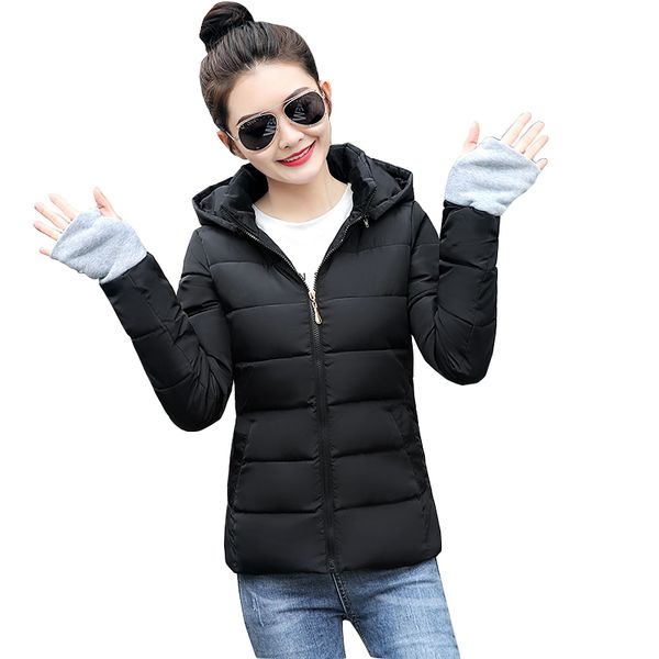 

2019 hooded women winter jacket warm cotton padded womens winter coat casaco feminino inverno plus size 5xl female jacket parkas, Tan;black