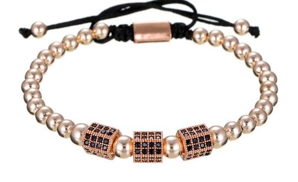 

8mm cvr34 gold silver copper cz zircon cubic zirconia elastic adjusted men women crown buddha yoga bracelet bangles, Black