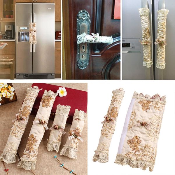 

1 pair refrigerator handle cover embroidered lace refrigerator door handle covers fridge handle covering door knob cover other household cle