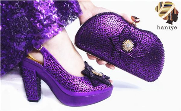 

italian style high heels purple african women shoes and bags set for party italian style high heels and clutch bag, Black