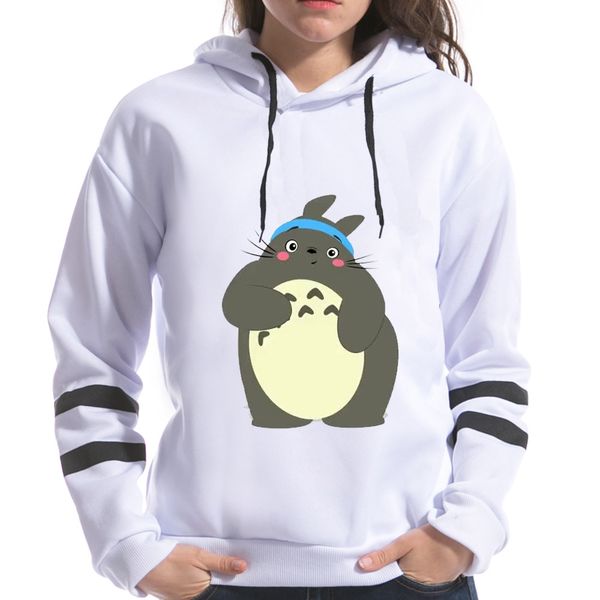 

2017 spring female long sleeve hooded fashion harajuku totoro print women hoodies kawaii printting sweatshirts, Black
