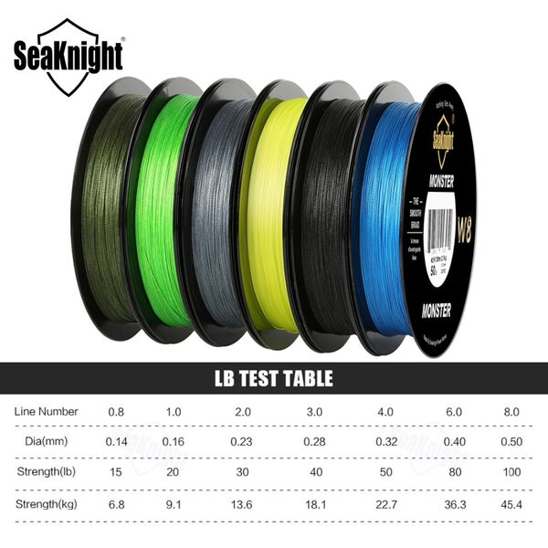 

seaknight monster w8 fishing line 300m 8 strands braided fishing line multifilament pe line 80lb,line 6