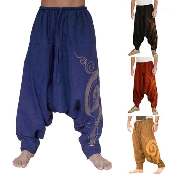 

size wide leg trousers new casual pants cross pants 2020 new hip hop aladdin baggy cotton linen harem pants men plus, White;black