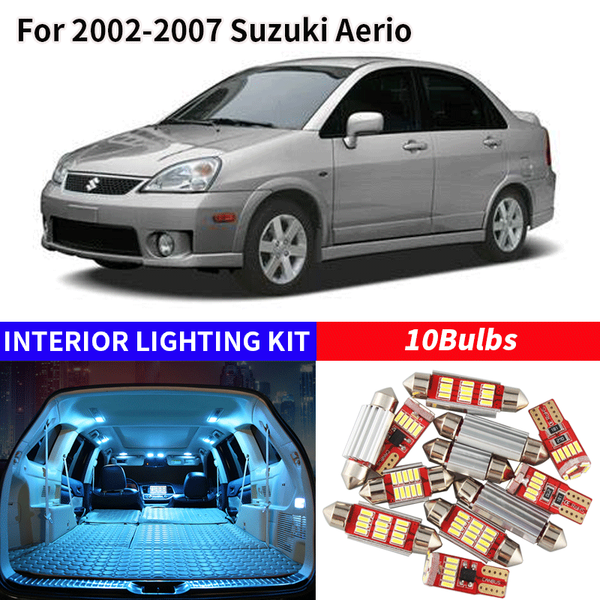 

10pcs white car led light bulbs interior package kit for 2002-2007 aerio map dome trunk door license plate light lamp