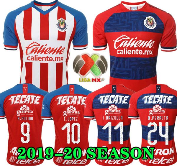 

o.peralta 19 20 chivas de guadalajara home soccer jerseys a.pulido o.pineda mexico club 2019 2020 away third football shirts i.brizuela, Black;yellow