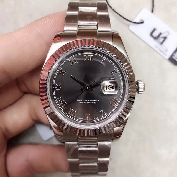 

2 roman 126300 watch mens factory watches automatic asia u1 style men gray dial 41mm wimbledon bracelet 126334 datejust crystal wristwa suan, Slivery;brown