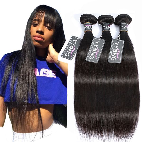 

необработанные бразильский straight virgin волос утков человеческих волос weave связки перуанский малазийский индийский наращивание волос 7а, Black