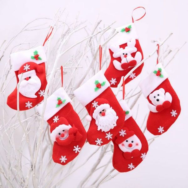 

new 9*17cm mini lovely christmas stockings socks new year santa claus candy gift bag xmas tree decor festival party supplies