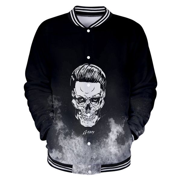 

super rapper 3d g-eazy jacket men/women hip hop black harajuku skull cool 3d g-eazy baseball uniform handsome youth jacket, Black;brown