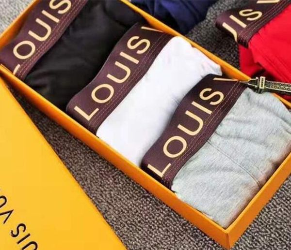 

2019 brand new design cotton breathable men underwears soft mens boxers brief letter underpants for mens male shorts boxer l05188v, Black;white