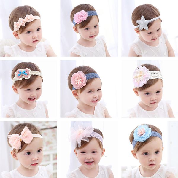 

hair accessories 28 colors baby headband cute bands kids turban born headwear ponytail holder girls, Slivery;white