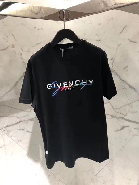 

19ss подпись футболку париж europe вышивка печать письмо мода мужские футболки повседневная мужчины женщины одежда хлопок tee топы ch957, White;black