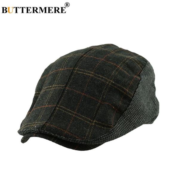 

buttermere flat beret cap plaid men woolen classic casual duckbill hat female driver hat british style winter spring fashionable, Blue;gray