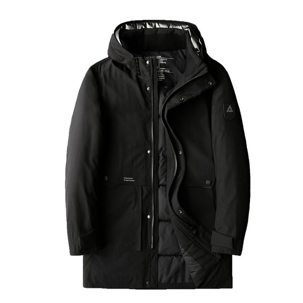 

men's down & parkas casual jacket thick hooded coat warm pike long cotton winter mens coats, Black
