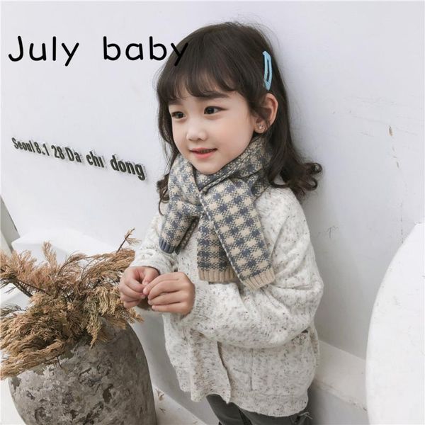 

july baby child scarf autumn and winter girls korean version of the plaid warm imitation cashmere female scarf boy baby, Blue;gray
