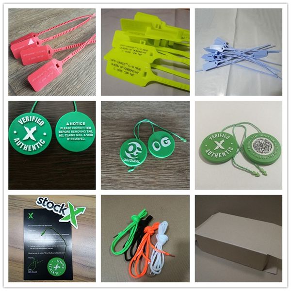 

OW Zip Tie Stock X Plastic Red Yellow Blue Black font QR OG Tag Shoe QR+Sticker+Card OFF Shoes Verified Authentic Shoelace Box