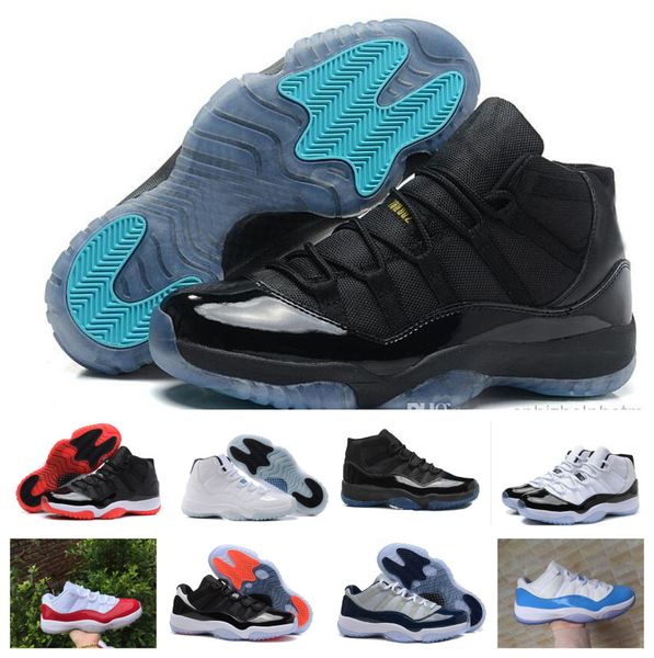 

11s shoes 11 gamma blue bred concord gym red space jam georgetown varsity red women men designer new shoes for sale, Black
