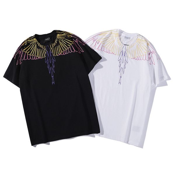 

Summer Designer Wing Color Line Stripes Short Sleeve Tee New Mens Trend Printed Casual T Shirt