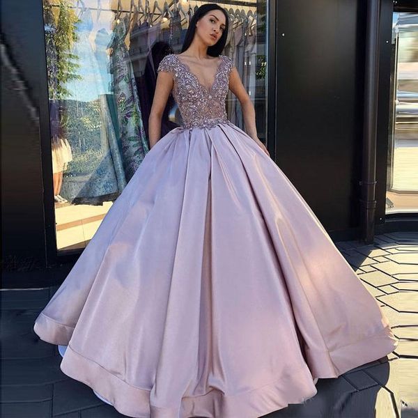 

amazing lilac ball gown quinceanera dresses elegant long prom gowns formal party dress zip back vestidos de fiesta v neck gala jurken, Blue;red