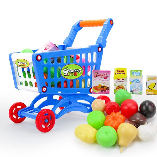 

31cm mini shopping cart toys for children with full grocery food toy pretend play set educational kids fun toy