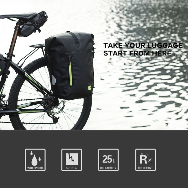 

25l waterproof bicycle bike rear rack pannier bag cycling rear seat saddle bag shoulder bag bicycle accessories case for bicycle