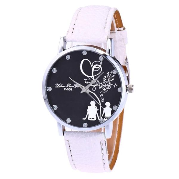 

classic black dial leather strap women quartz watch women valentine christmas gift boys girls 2018 sports bracelet lovers, Slivery;brown