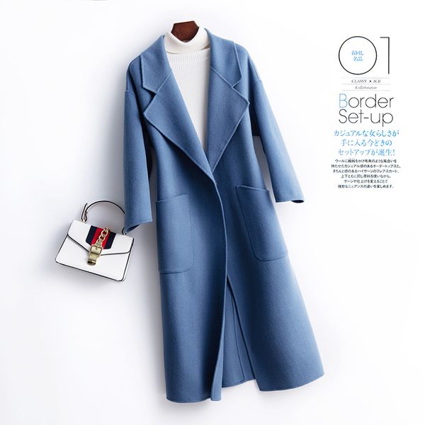 

новые женские кашемировые пальто 100% шерсти coat solid color тонкий лацкане basic кашемир шерсть теплый удобная мода, Black