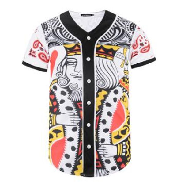 2020 Summer Wear Maglie da baseball da uomo maniche corte 3D carte da gioco Fashion Base Player Jersey Camicia da baseball Tops Button