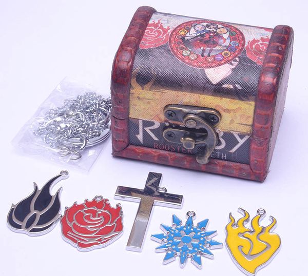 

5 pcs per set rwby necklace keychain metal pendant with gift woodbox cosplay otaku new, Silver