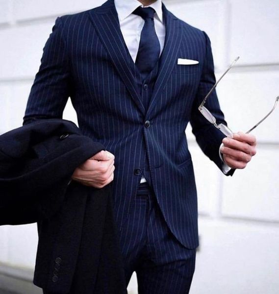 

costume homme new fashion striped men suit xfashion formal custom made blazer men suits(jacket+pant+tie+vest+handkerchiefs, White;black