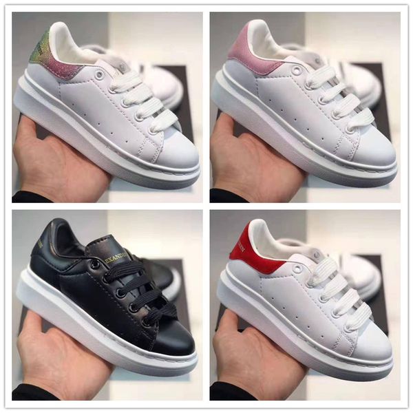 

2020Top Качество Дети Velvet Black Платформа кроссовки Роскошная белая натуральная кожа партии Обувь для детей Gift24--35