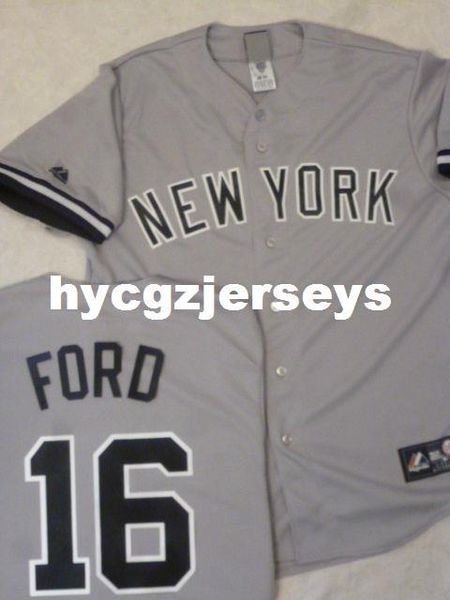 

baseball ny #16 whitey ford "w/name" sewn shirt jersey gray mens stitched jerseys big and tall size xs-6xl for sale, Black;blue