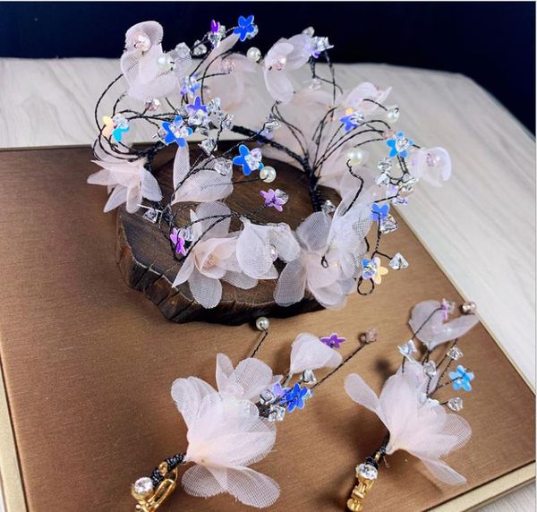 

korean style black line crown children's dress flower crown tiara princess hairpin girl headband pearl headband, Silver