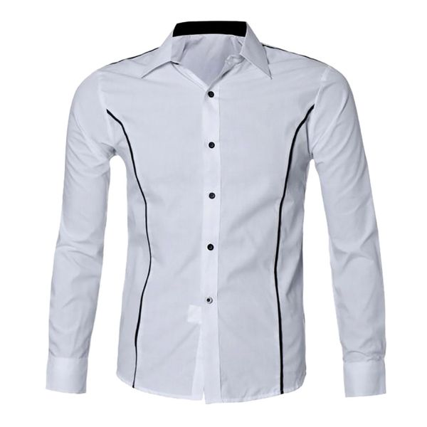 

jaycosin men shirt new fashion luxury long sleeve casual slim fit cotton europe solid business stylish dress mens shirts #45, White;black
