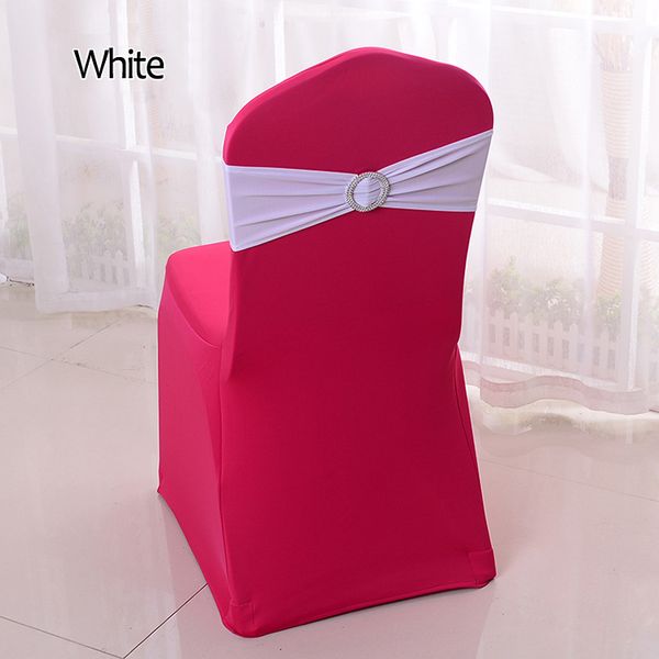 

yryie 50pcs/lot lycra spandex chair cover sash bands with buckle for wedding party birthday banquet chair decoration pink red