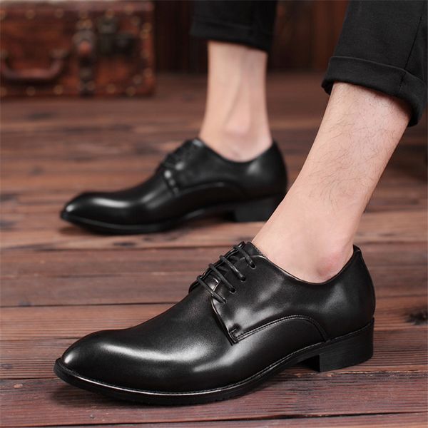 

suit shoes classic evening dress elevator shoes for men italian wedding dress office men formal plus short plush, Black