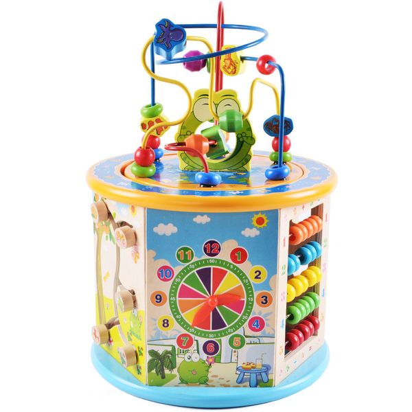 

wooden bead maze roller cube toy multi-function 8 in 1 learning educational toy shape sorter counting beads activity toys