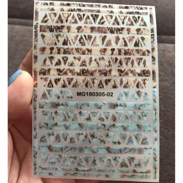 

stickers & decals 1pc leopard 3d nail sticker snake skin triangle designs slider adhesive tips manicure art decoration, Black