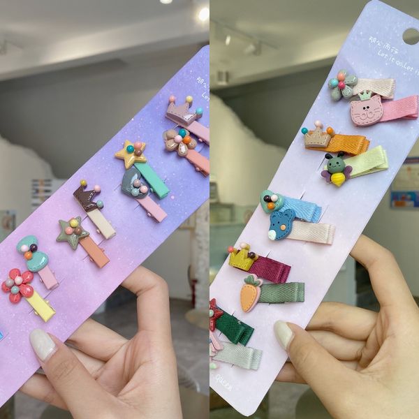 

gemzm cartoon korean style super cute children's hairpin ins creative cute princess without hurting the edge duckbill clip girl's, Slivery;white