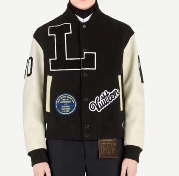 

men's baseball jersey bomber jacket women's panel jacket letter embroidered jacket wool leather sleeve teen student brand 2019 new, Black;brown