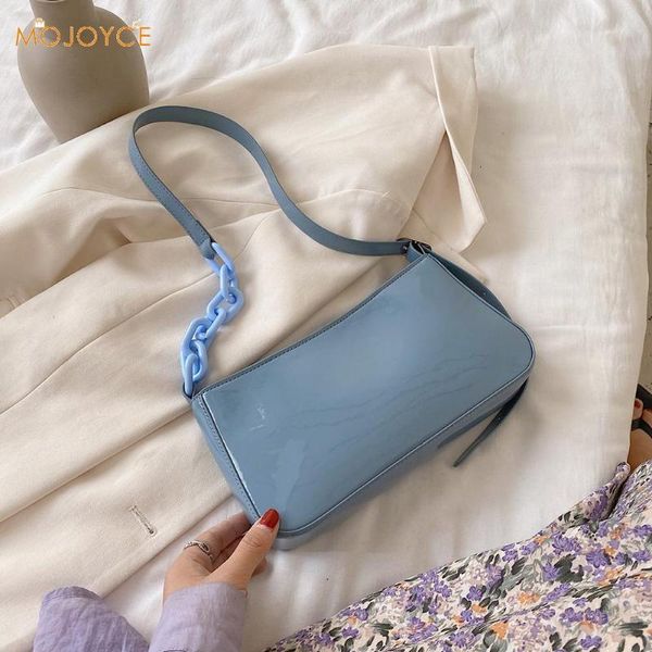 

solid color fashion women handbag female classic texture creative design chic pu chain underarm shoulder tote bags