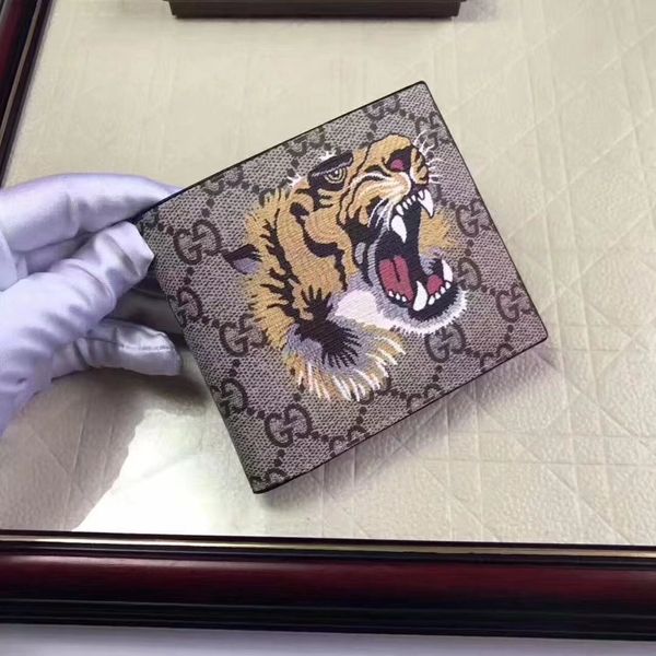 

2019 luxury short wallet men's tiger head bee element wallet r gucci ladies wallet card holder clutch 001, Red;black