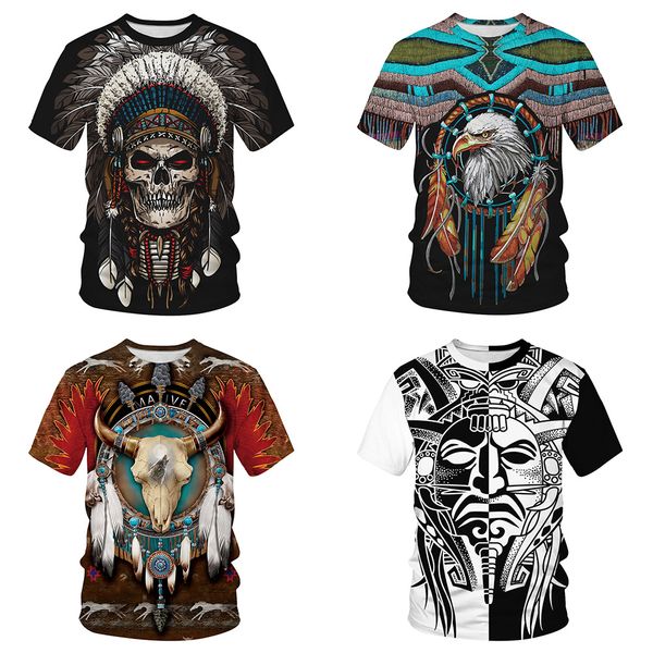 

qnpqyx summer style women/men 3d t-shirt native indian evil skull eagle feather animal print t shirt female male tshirts dropshipping, White;black