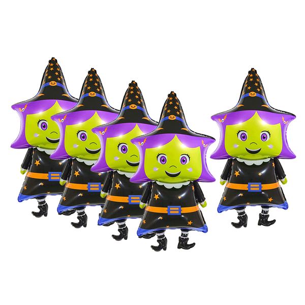 

5 pieces purple witch aluminum film balloon halloween party decor