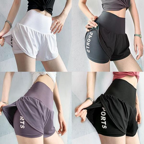 

women high waist sport shorts mesh yoga workout shorts jogging fitness sportwear, Black;blue