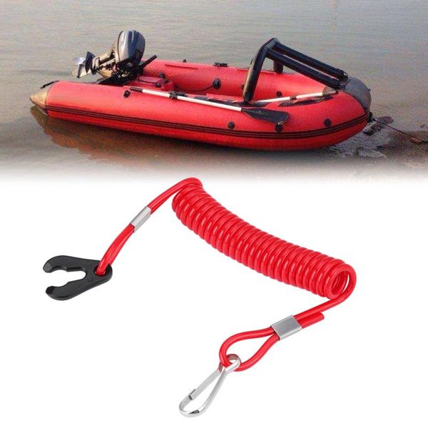 

boat outboard engine ignition emergency kill sswitch key lanyard rope clip hook new red color