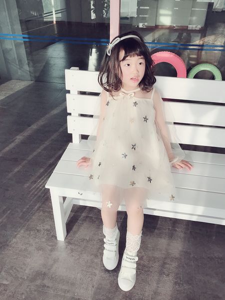 

детская одежда летняя сладкая марля 2019 года детское платье среднего и маленького темперамента star star baby baby туту, Red;yellow