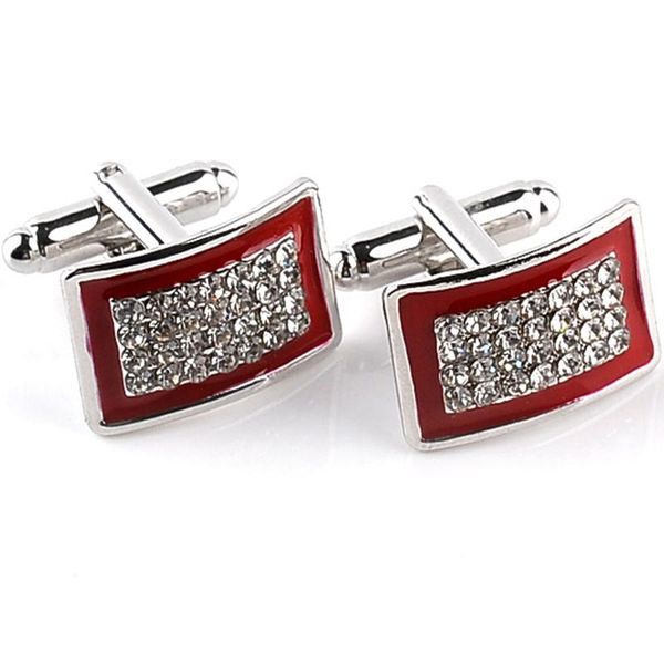 

2016 new simple style crystal rectangle cufflinks mens shirt cuff button christmas gifts for men laser plating cuff links gemelos 6